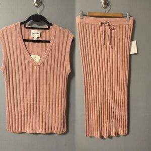 NWT Industry knit sweater top and skirt set in a mauve color. Size Medium